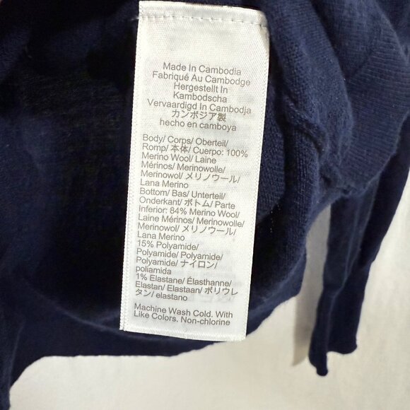 J.Crew Halle Crewneck Merino Wool Sweater Navy Blue Size L - Picture 4 of 7